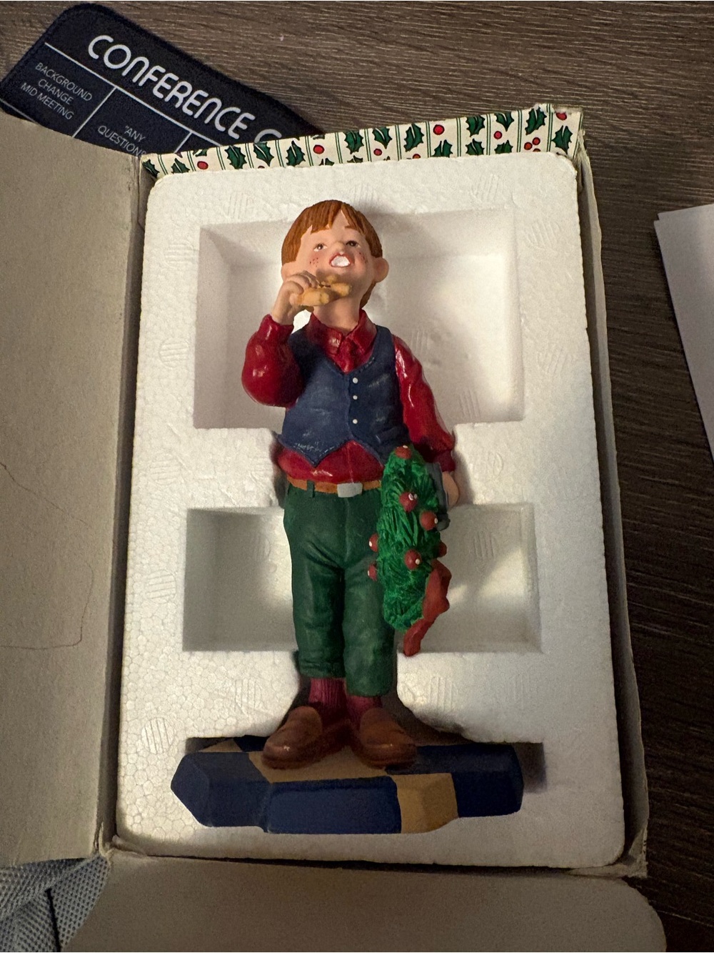 Department 56 Holiday christopher tasting cookiesFigurine in Red, Green and Blue